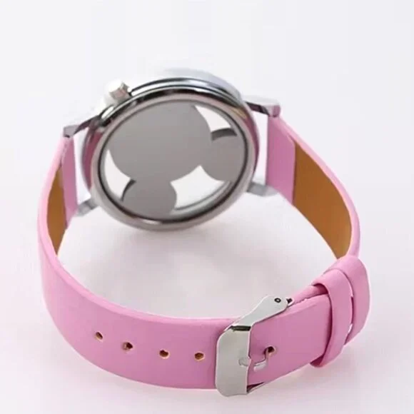 Minnie Mickey Mouse Watch Clear Analog Adjustable Buckle Band Silver White - Picture 7 of 12
